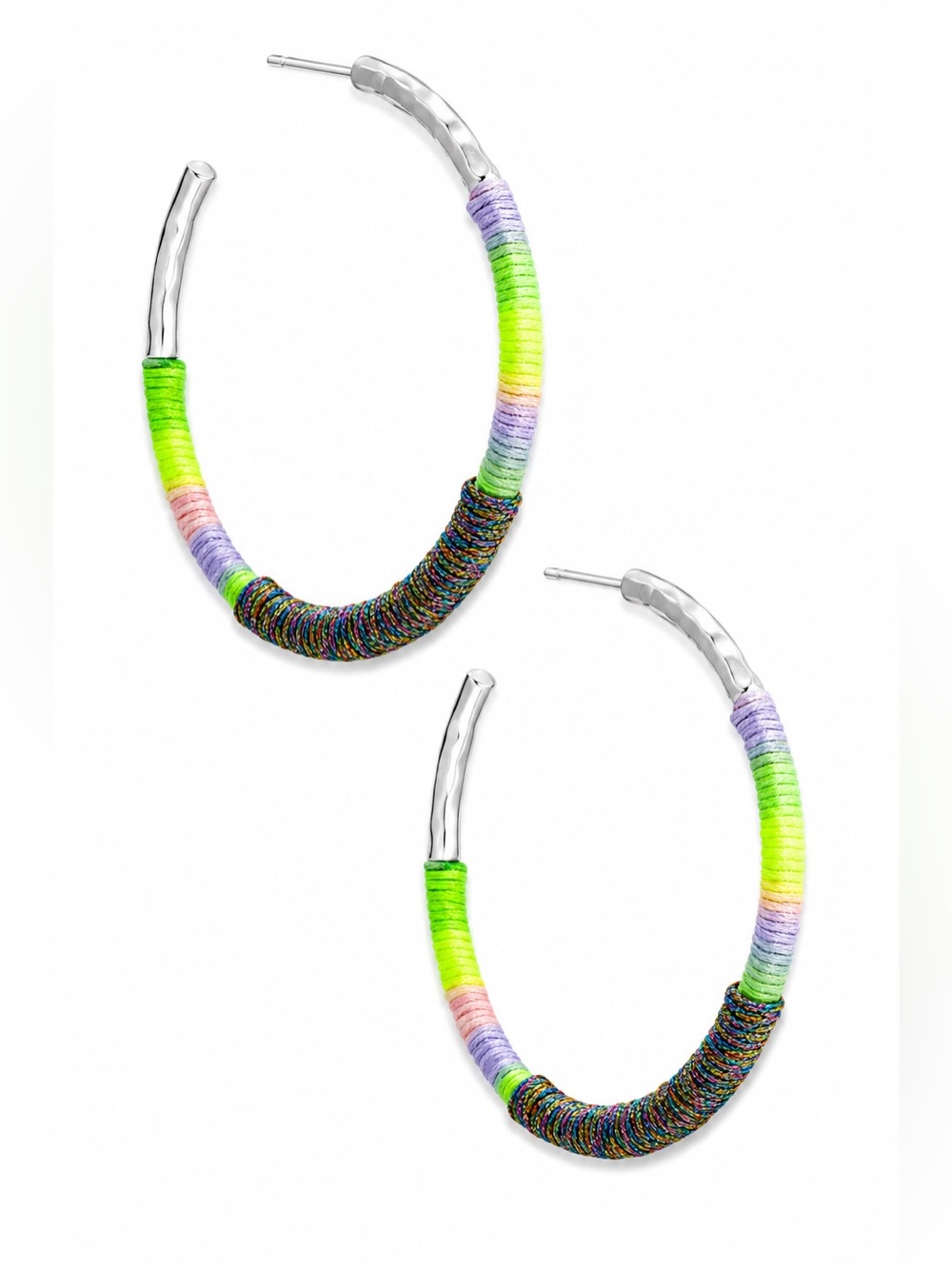 Kendra Scott MASIE SILVER HOOP EARRINGS IN LILAC MIX PARACORD